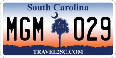 SC license plate MGM029