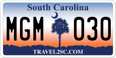 SC license plate MGM030