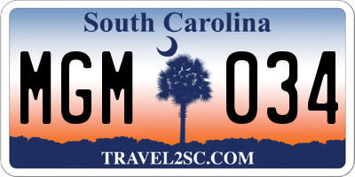 SC license plate MGM034