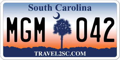 SC license plate MGM042
