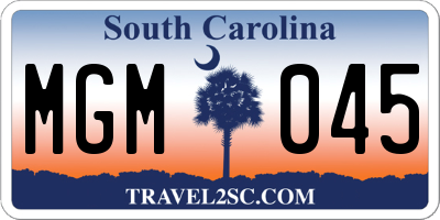 SC license plate MGM045