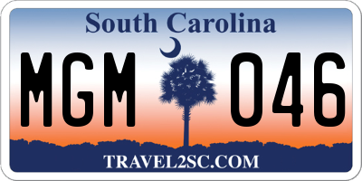 SC license plate MGM046