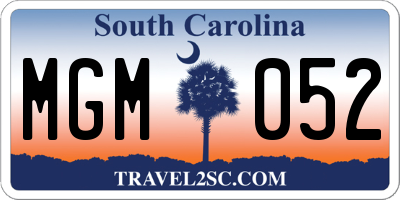 SC license plate MGM052