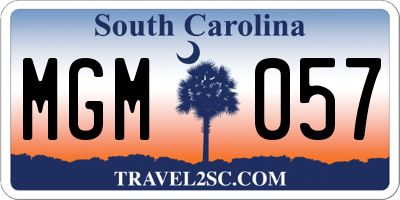 SC license plate MGM057