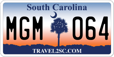 SC license plate MGM064