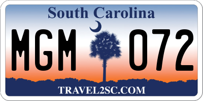 SC license plate MGM072