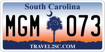SC license plate MGM073