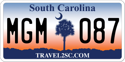 SC license plate MGM087