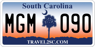 SC license plate MGM090