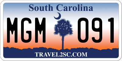 SC license plate MGM091