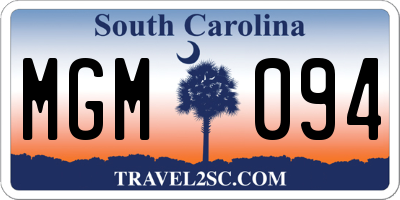 SC license plate MGM094