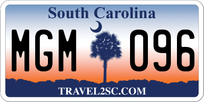 SC license plate MGM096