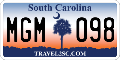 SC license plate MGM098