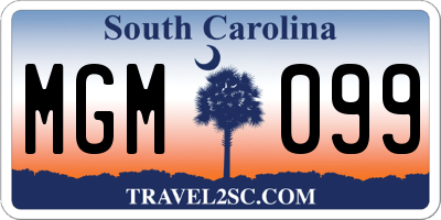 SC license plate MGM099