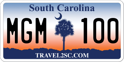 SC license plate MGM100