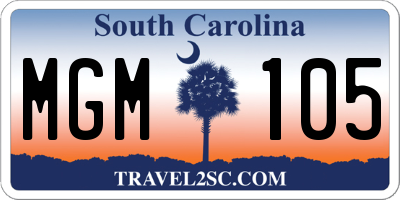 SC license plate MGM105