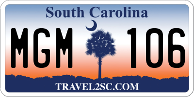 SC license plate MGM106