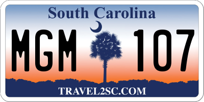 SC license plate MGM107