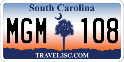 SC license plate MGM108