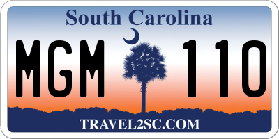 SC license plate MGM110