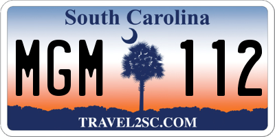 SC license plate MGM112