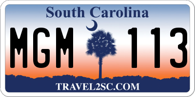 SC license plate MGM113