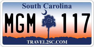 SC license plate MGM117