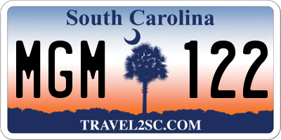 SC license plate MGM122
