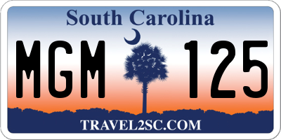 SC license plate MGM125