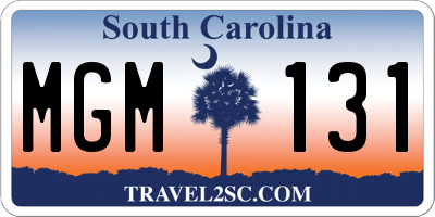 SC license plate MGM131