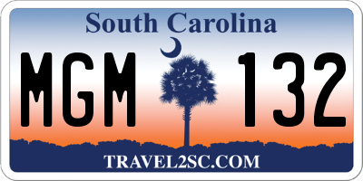 SC license plate MGM132