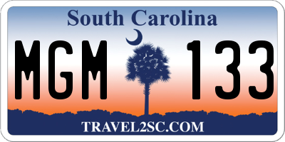 SC license plate MGM133