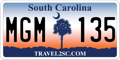 SC license plate MGM135