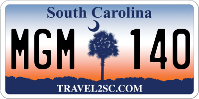 SC license plate MGM140