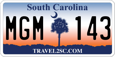 SC license plate MGM143