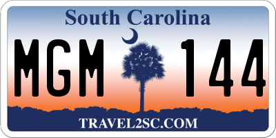 SC license plate MGM144