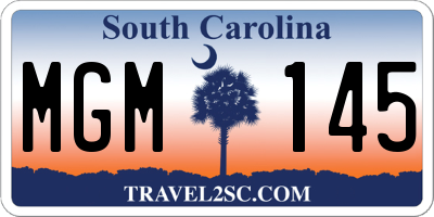 SC license plate MGM145