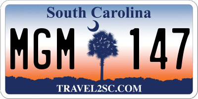 SC license plate MGM147