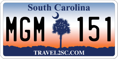 SC license plate MGM151