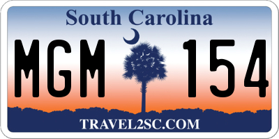 SC license plate MGM154