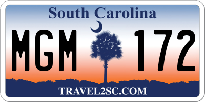 SC license plate MGM172