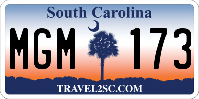 SC license plate MGM173