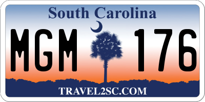 SC license plate MGM176