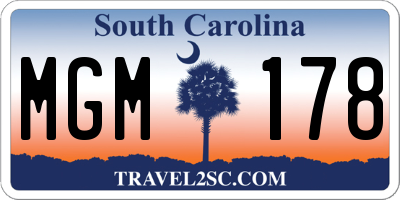 SC license plate MGM178