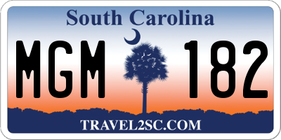 SC license plate MGM182