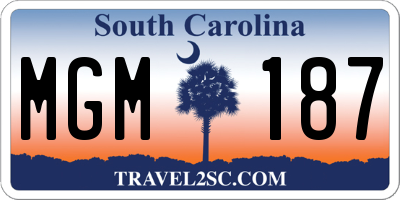 SC license plate MGM187