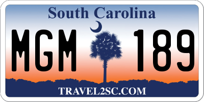 SC license plate MGM189