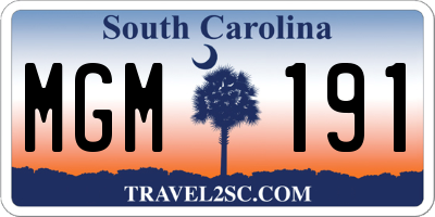 SC license plate MGM191