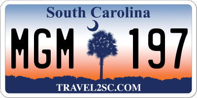 SC license plate MGM197