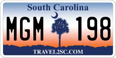 SC license plate MGM198